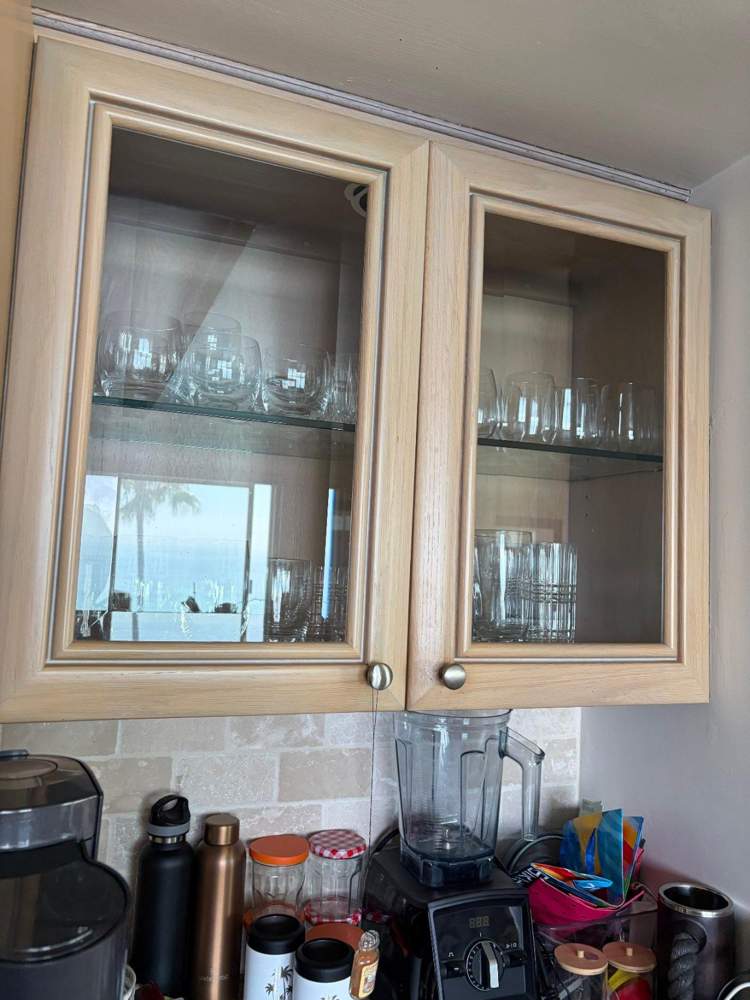 Upper cabinet doors and glass panels